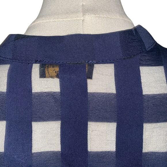 Current Air Anthropologie Blouse SP Short Sleeve Button Up Plaid Sheer Bows - Picture 10 of 16
